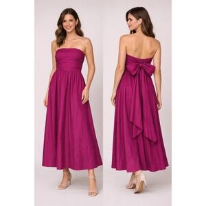 J. Crew Strapless Bow Back Maxi Dress Size 6 Brilliant Berry NWT $228 CG085
